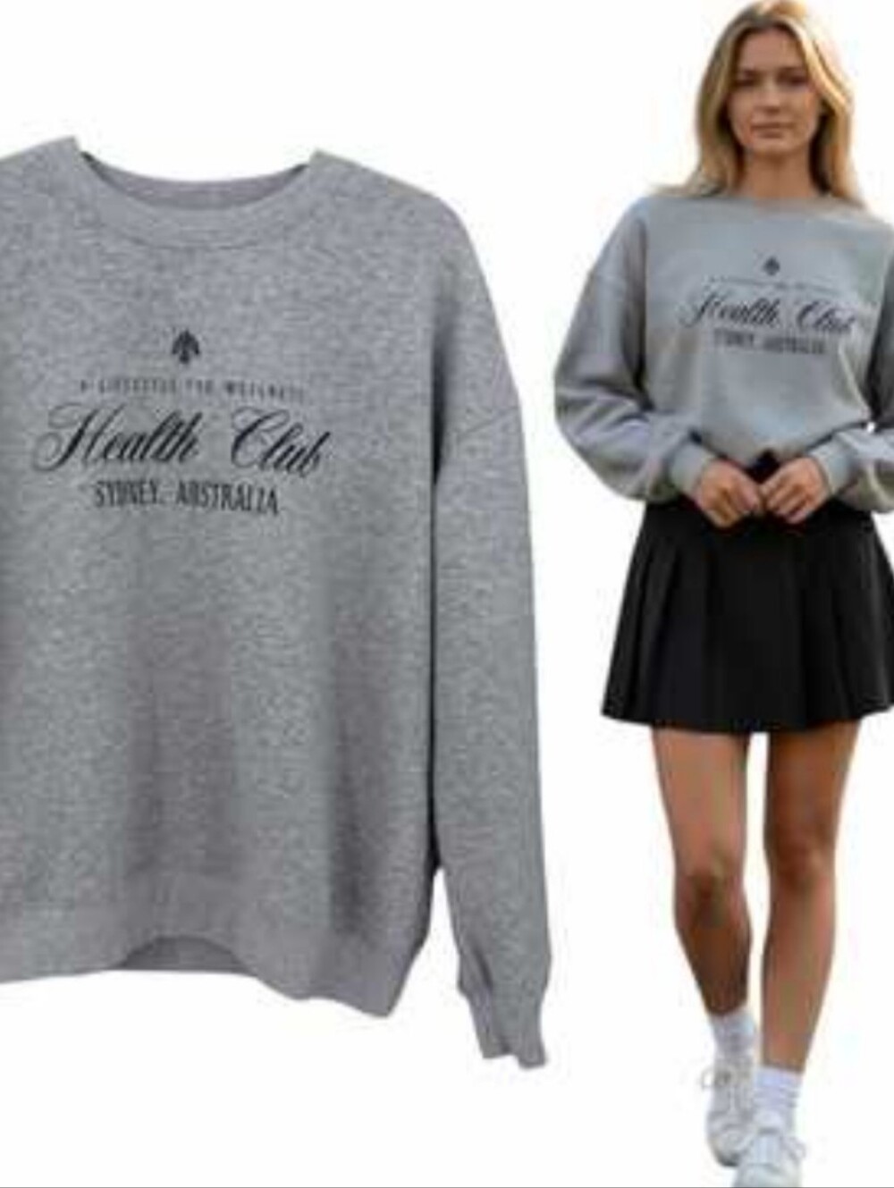 Health Club Grey Sweatshirt with Black
